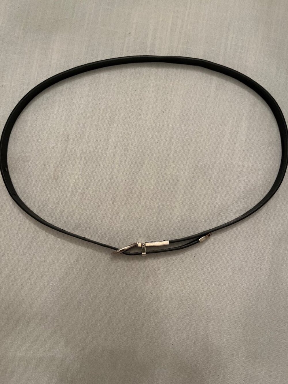 Black Patent Skinny Belt S/M Silver Buckle